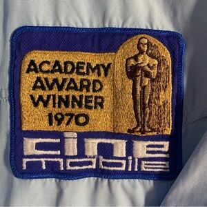 VINTAGE Light Blue ACADEMY AWARD PATCH  CINE MOBILE DRIZZLER JACKET  MCGREGOR